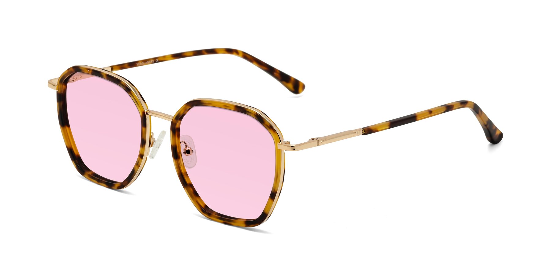 Angle of Fammily in Tortoise-Gold with Light Pink Tinted Lenses