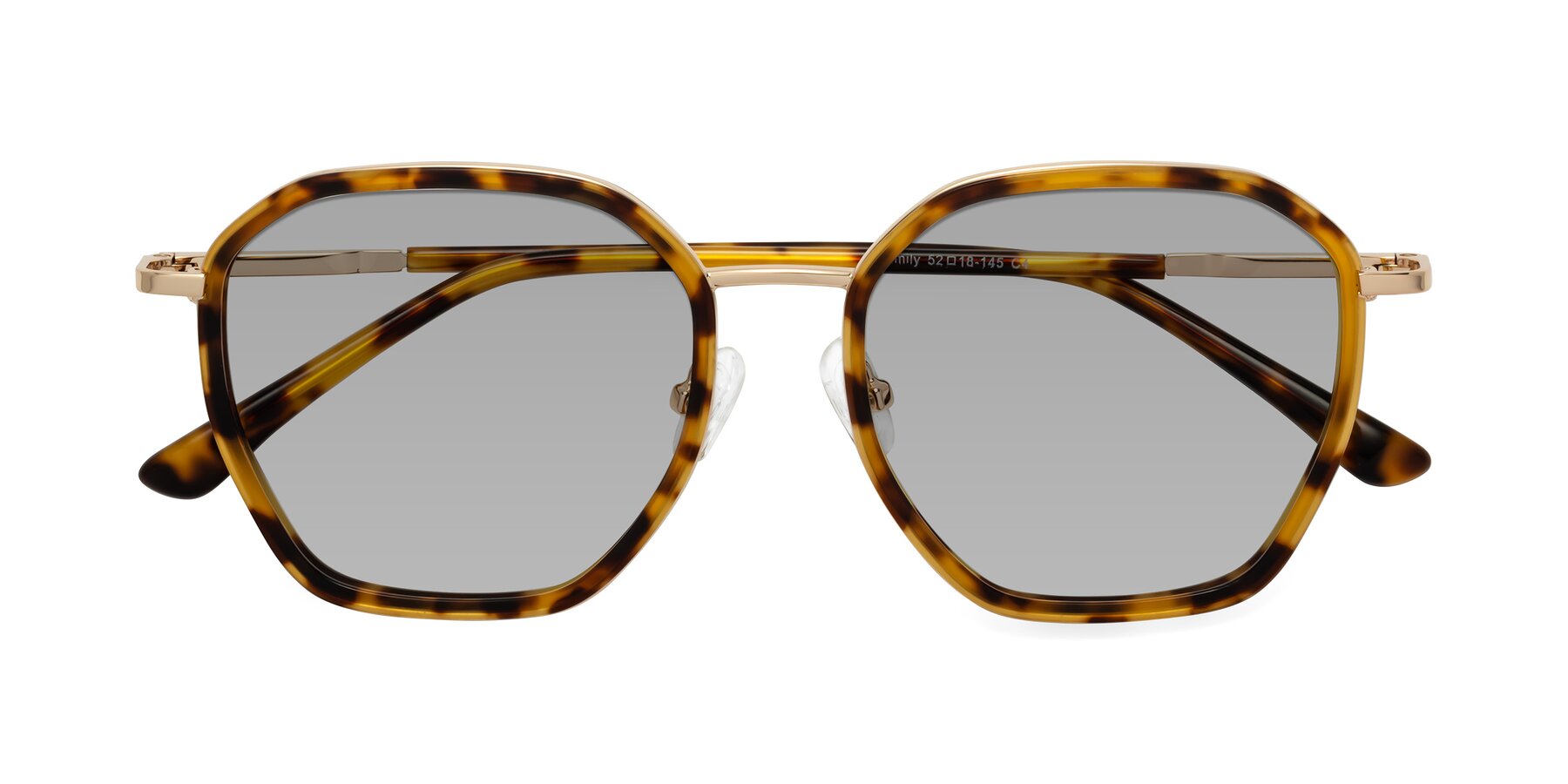 Folded Front of Fammily in Tortoise-Gold with Light Gray Tinted Lenses