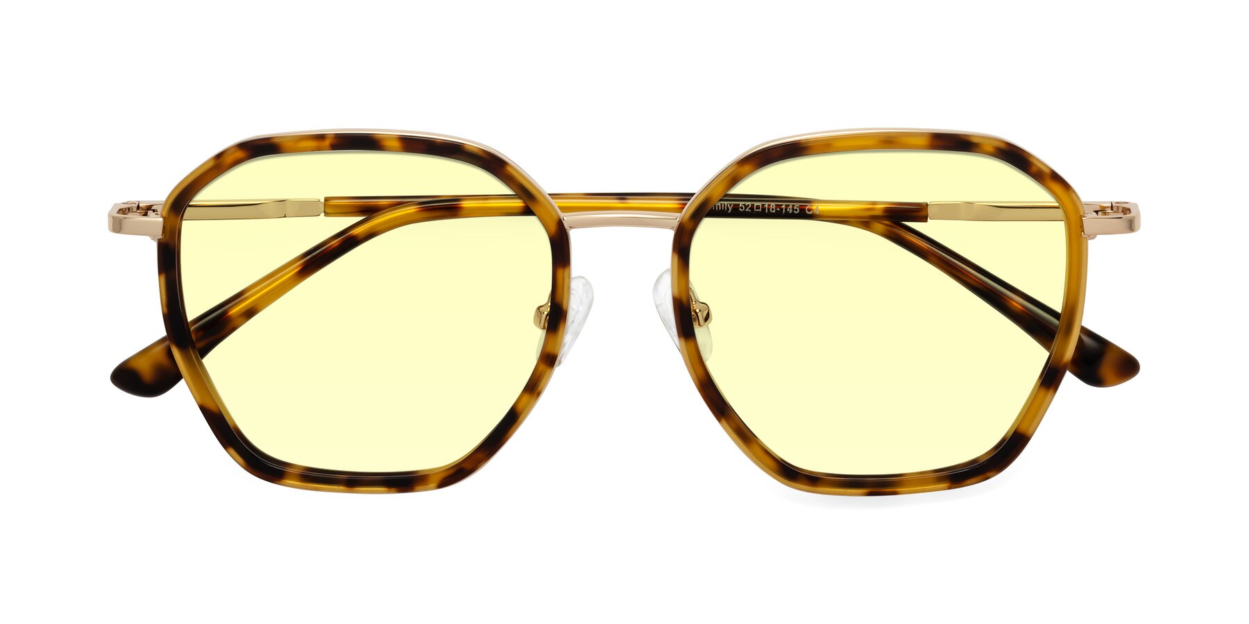 Folded Front of Fammily in Tortoise-Gold with Light Yellow Tinted Lenses