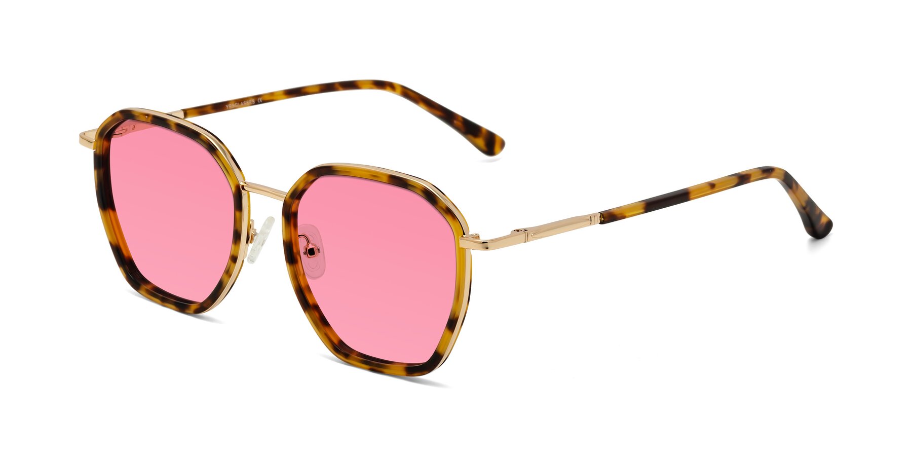 Angle of Fammily in Tortoise-Gold with Pink Tinted Lenses