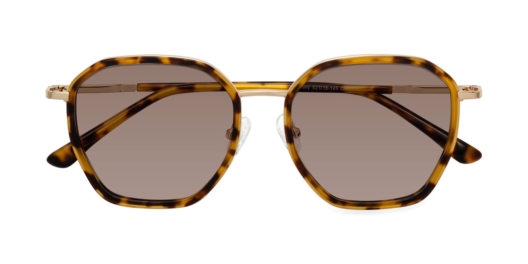 Folded Front of Fammily in Tortoise-Gold with Medium Brown Tinted Lenses