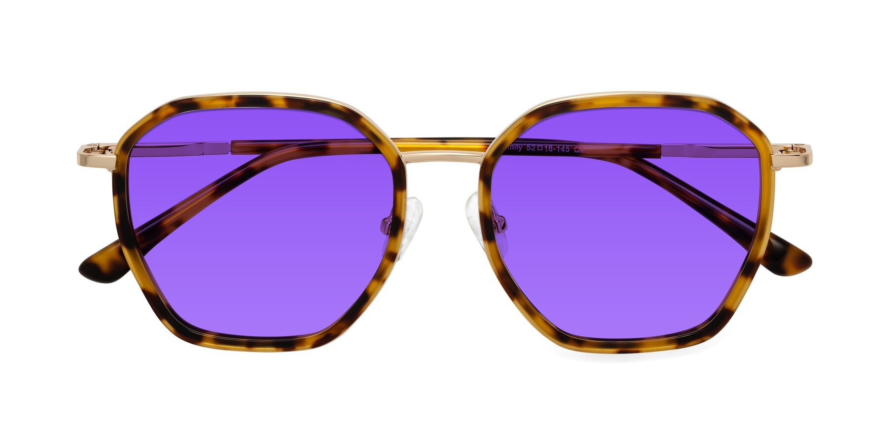 Folded Front of Fammily in Tortoise-Gold with Purple Tinted Lenses