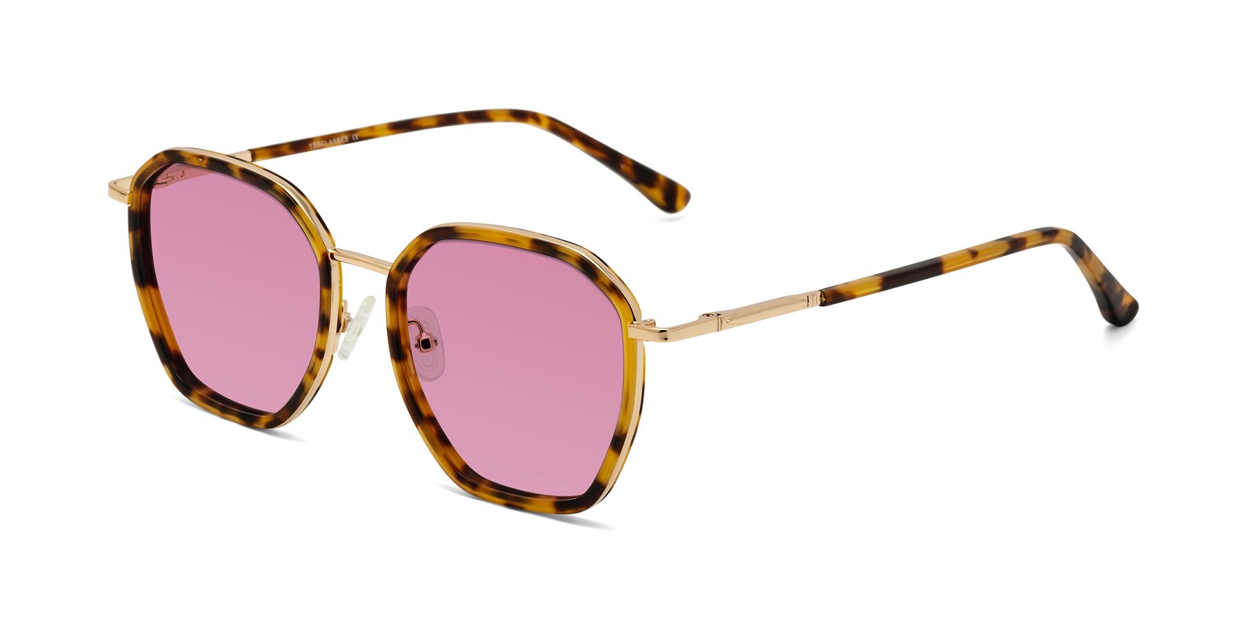 Angle of Fammily in Tortoise-Gold with Medium Wine Tinted Lenses