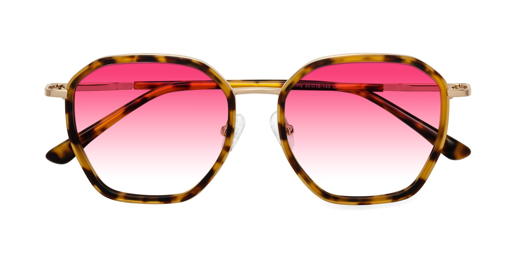 Folded Front of Fammily in Tortoise-Gold with Pink Gradient Lenses