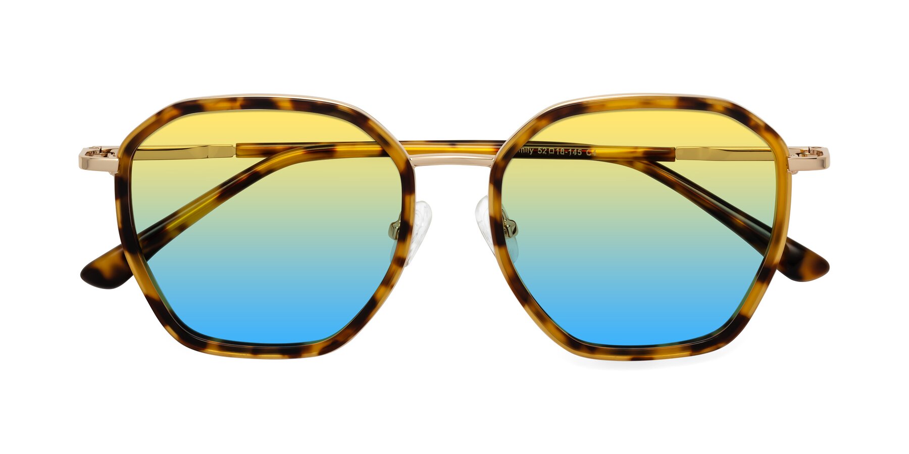 Folded Front of Fammily in Tortoise-Gold with Yellow / Blue Gradient Lenses