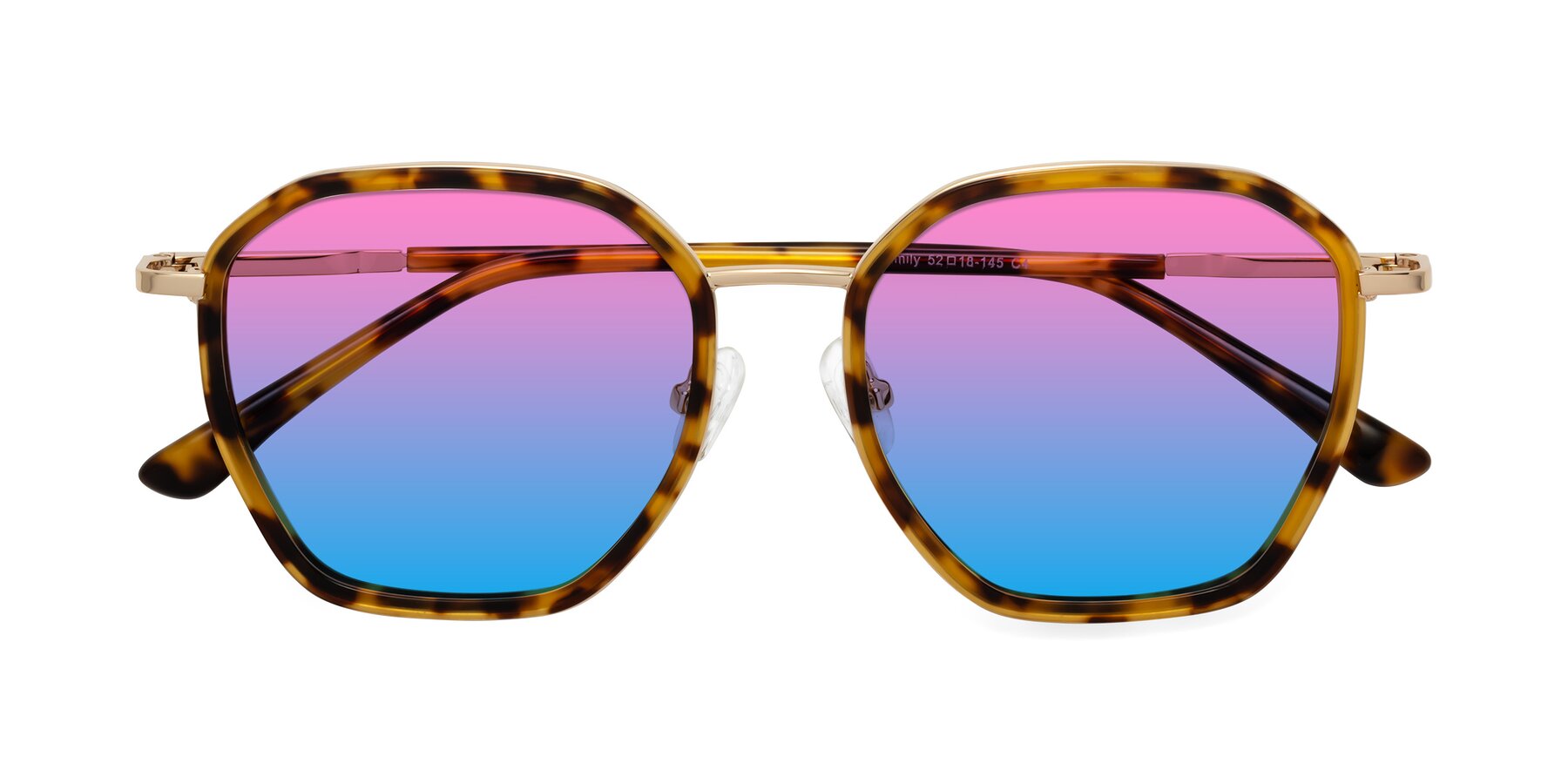 Folded Front of Fammily in Tortoise-Gold with Pink / Blue Gradient Lenses