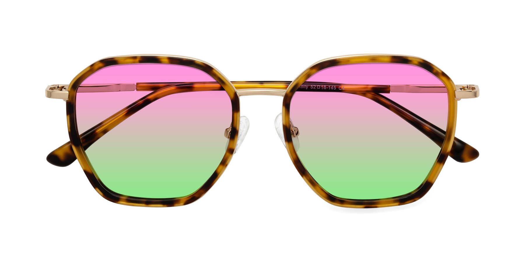 Folded Front of Fammily in Tortoise-Gold with Pink / Green Gradient Lenses