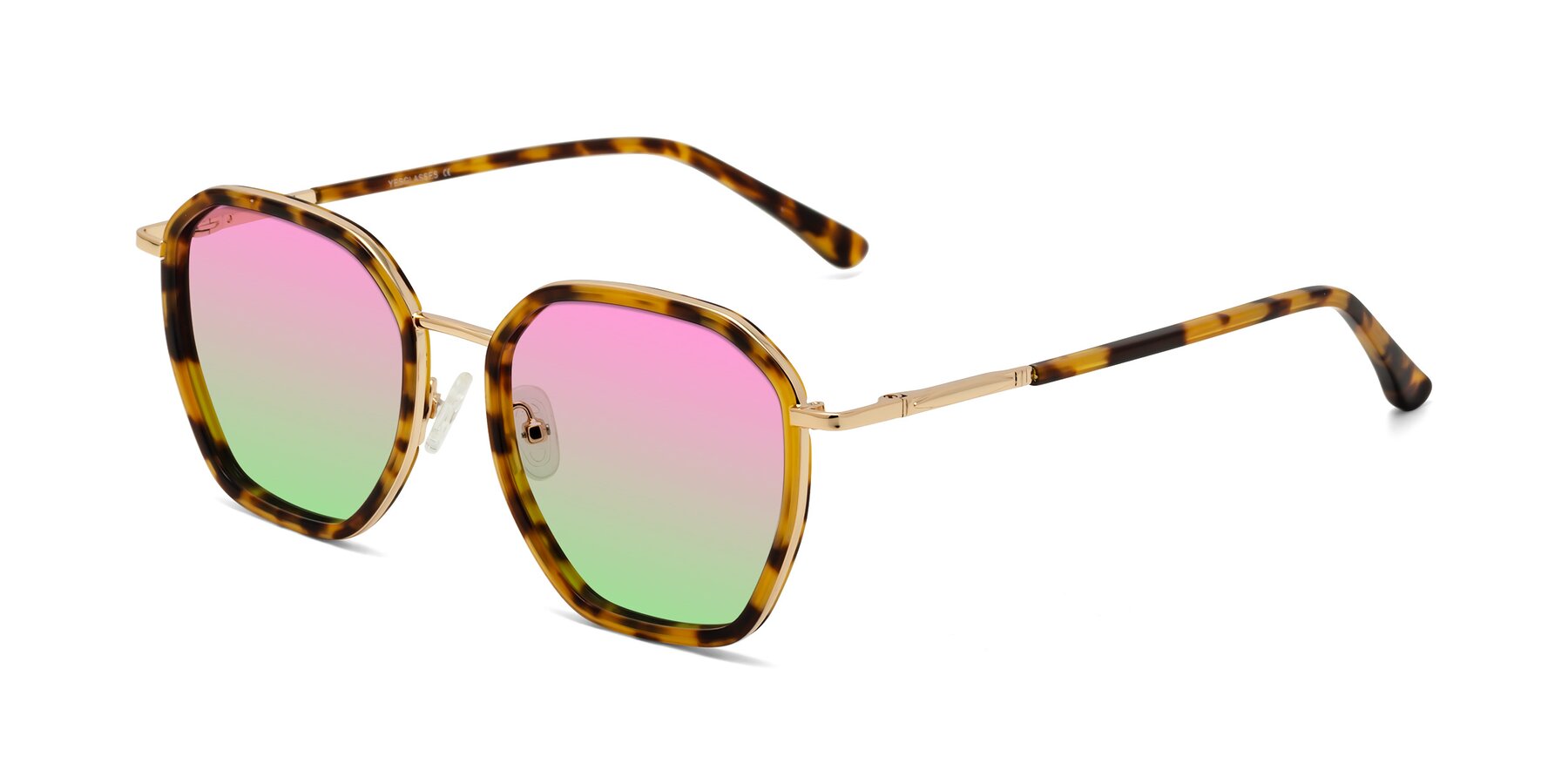 Angle of Fammily in Tortoise-Gold with Pink / Green Gradient Lenses