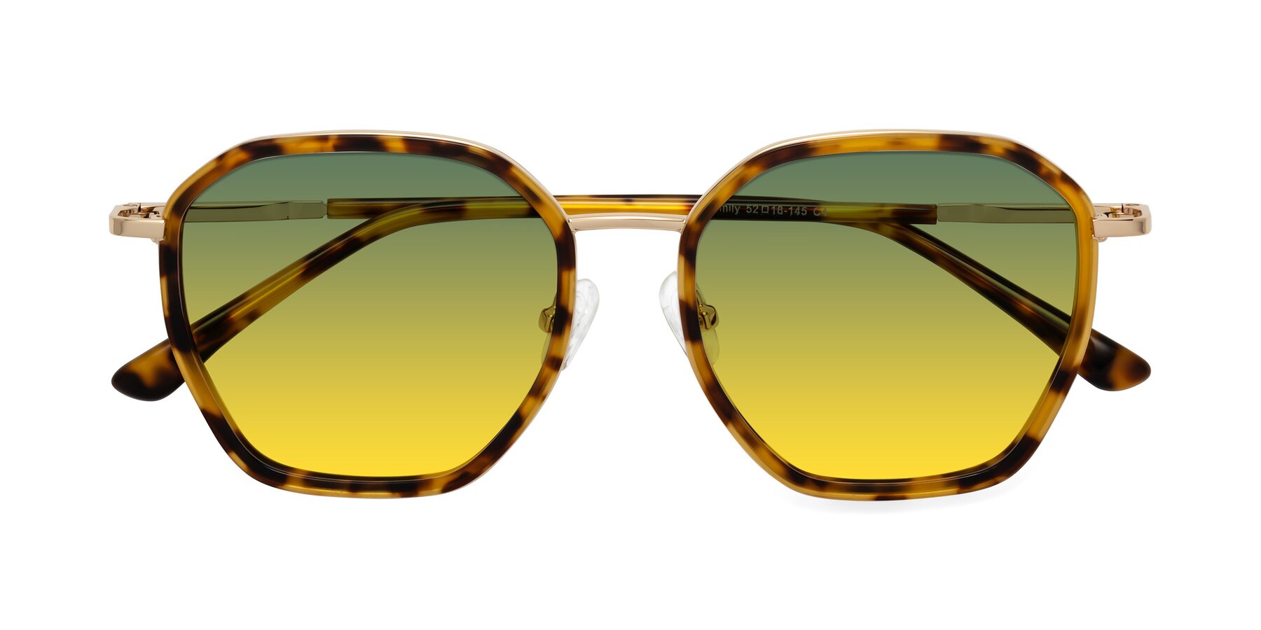 Folded Front of Fammily in Tortoise-Gold with Green / Yellow Gradient Lenses