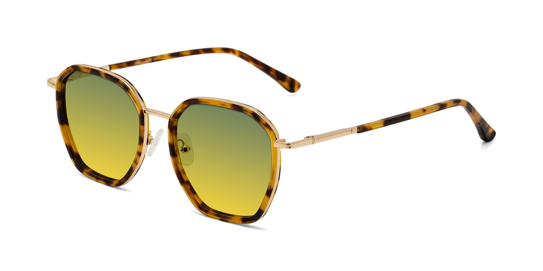 Angle of Fammily in Tortoise-Gold with Green / Yellow Gradient Lenses