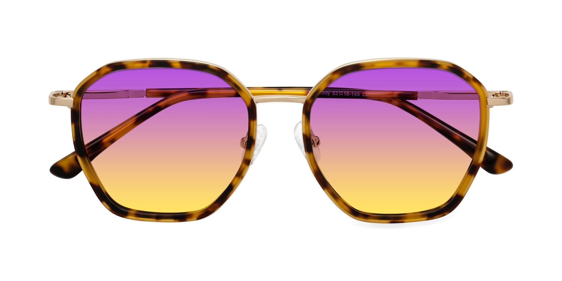 Folded Front of Fammily in Tortoise-Gold with Purple / Yellow Gradient Lenses