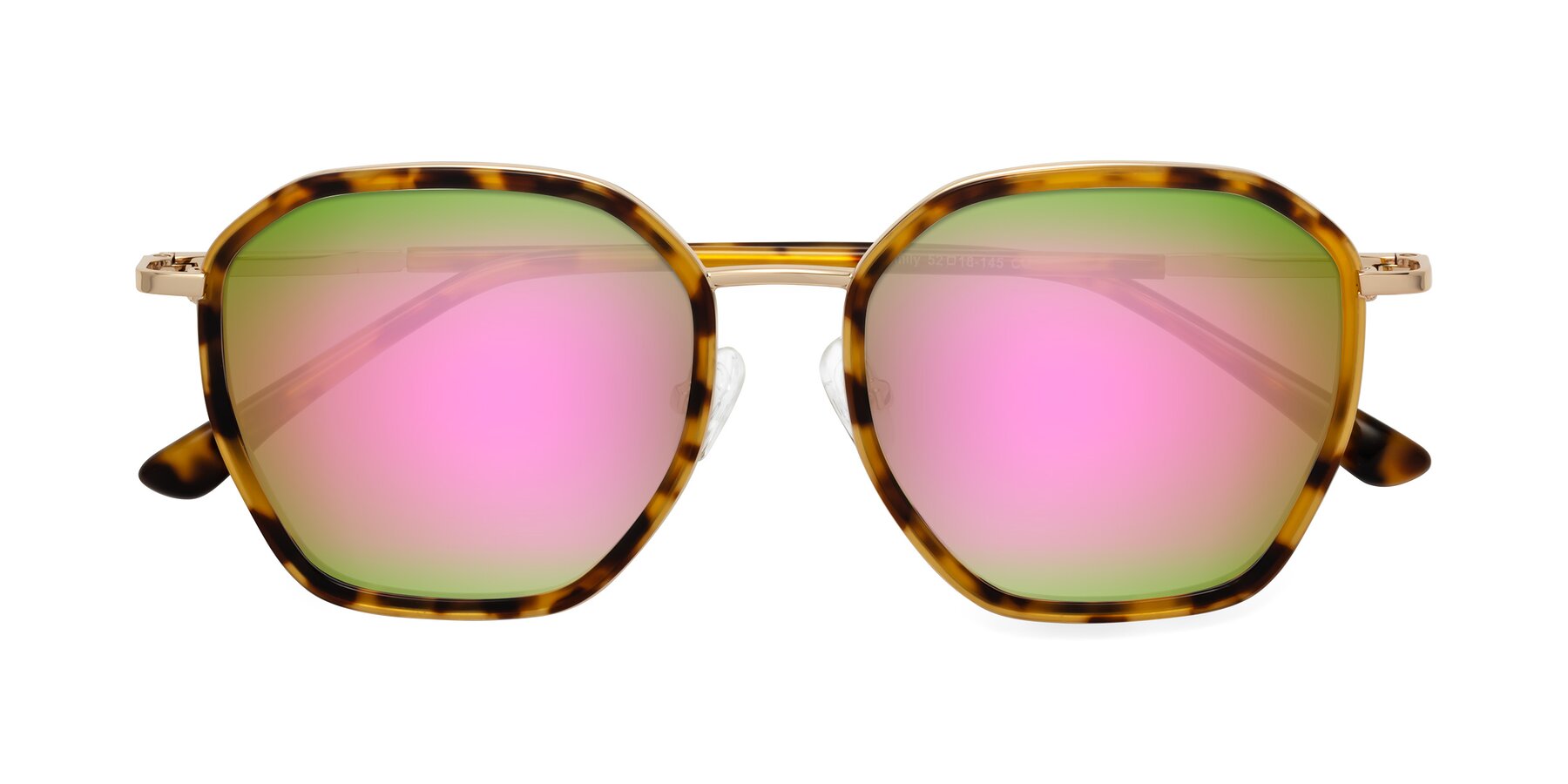 Folded Front of Fammily in Tortoise-Gold with Pink Mirrored Lenses