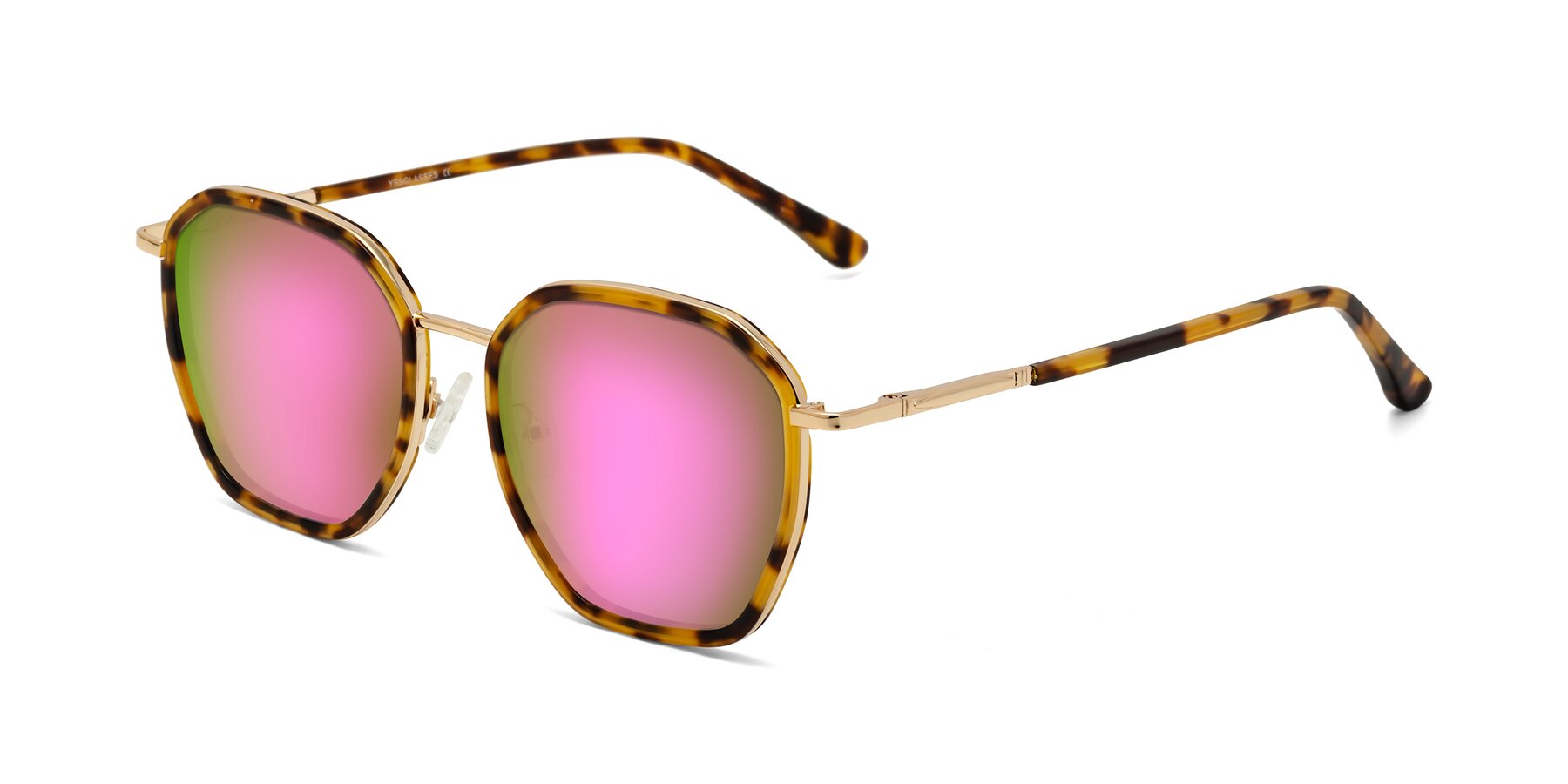 Angle of Fammily in Tortoise-Gold with Pink Mirrored Lenses