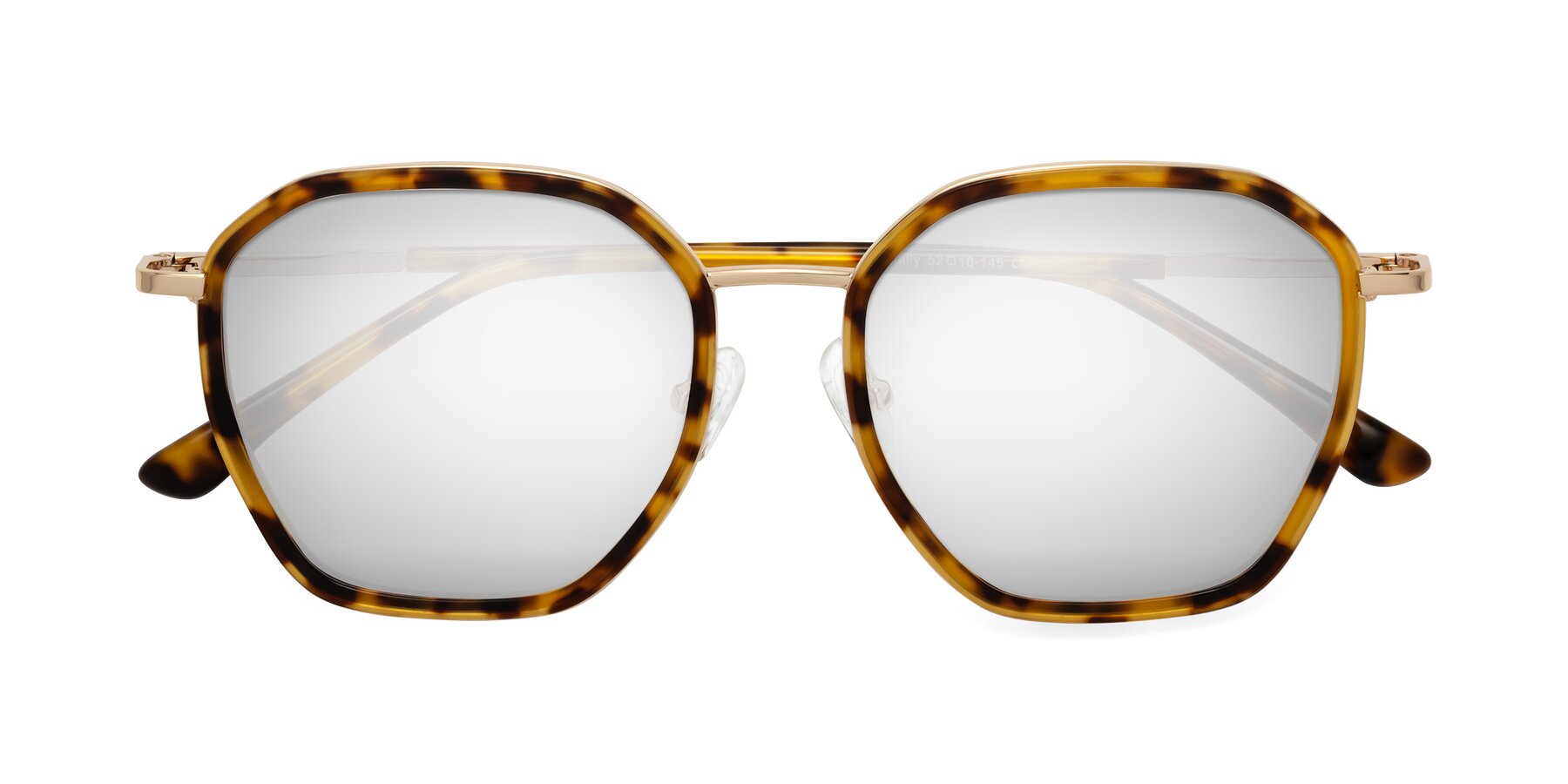 Folded Front of Fammily in Tortoise-Gold with Silver Mirrored Lenses