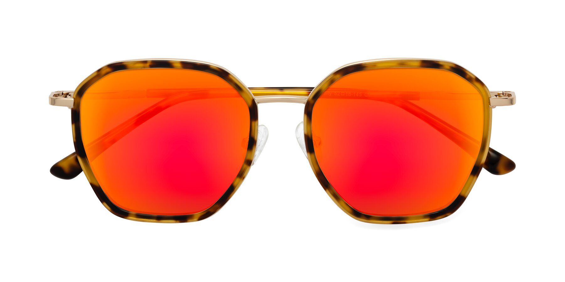 Folded Front of Fammily in Tortoise-Gold with Red Gold Mirrored Lenses