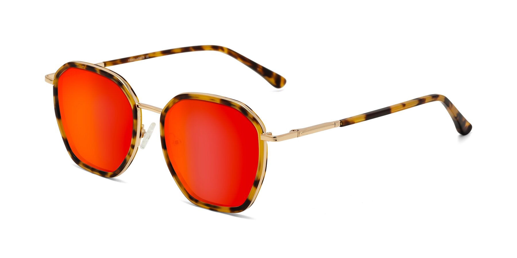 Angle of Fammily in Tortoise-Gold with Red Gold Mirrored Lenses