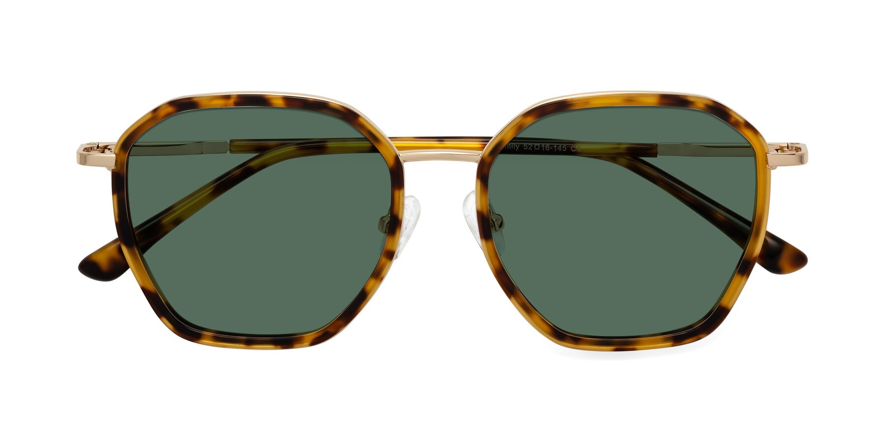 Folded Front of Fammily in Tortoise-Gold with Green Polarized Lenses