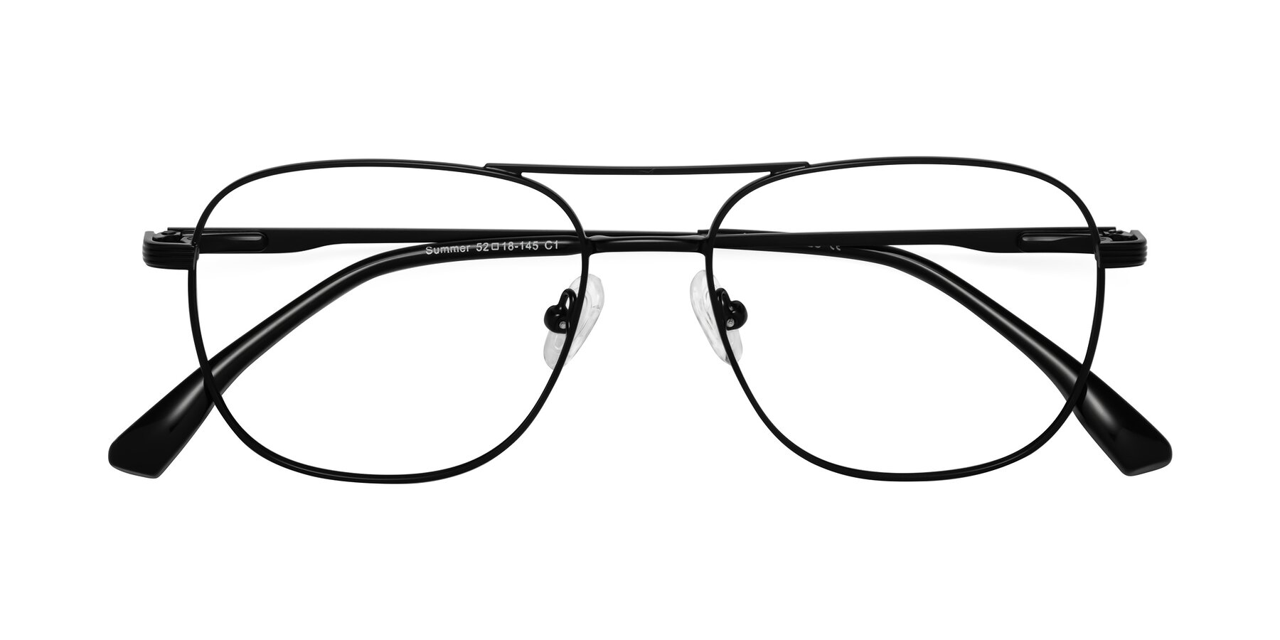 Folded Front of Summer in Black with Clear Eyeglass Lenses