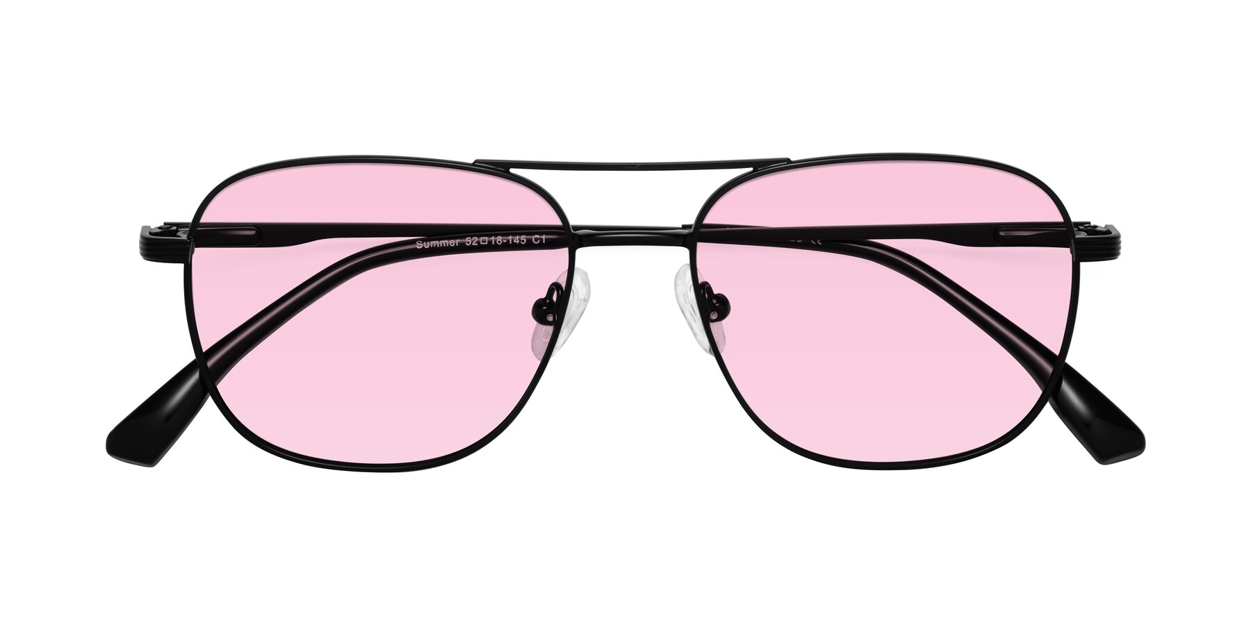 Folded Front of Summer in Black with Light Pink Tinted Lenses