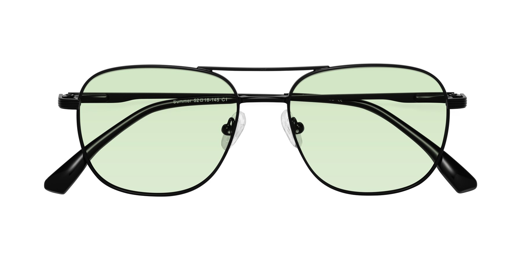 Folded Front of Summer in Black with Light Green Tinted Lenses