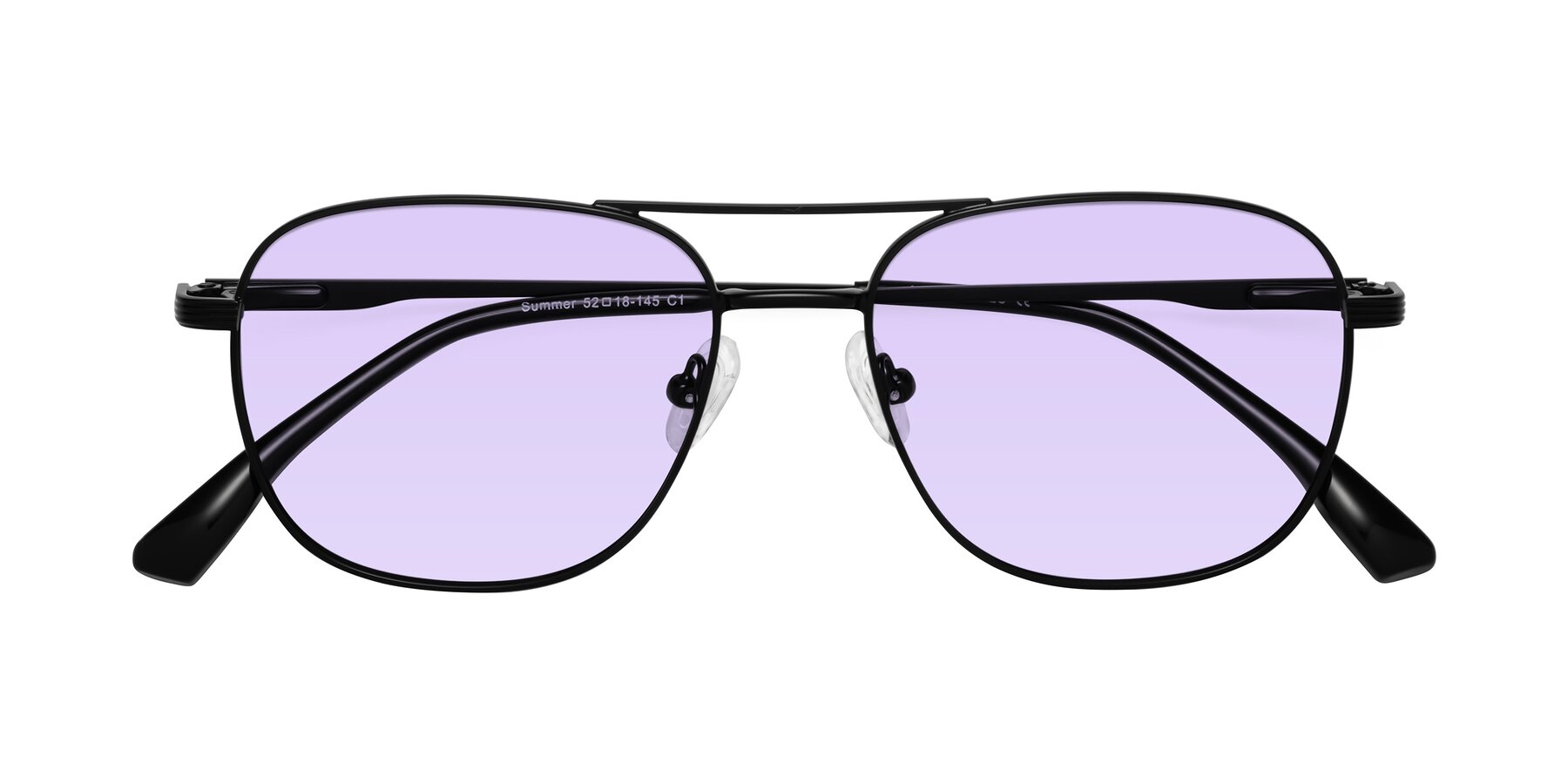 Folded Front of Summer in Black with Light Purple Tinted Lenses