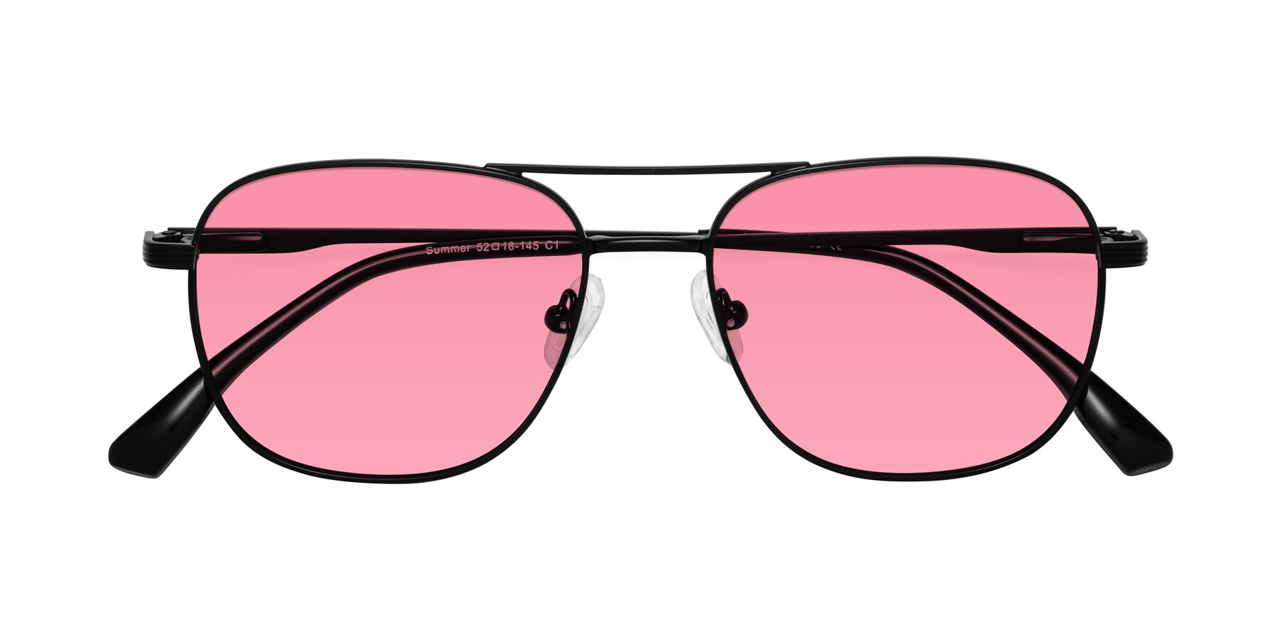 Folded Front of Summer in Black with Pink Tinted Lenses