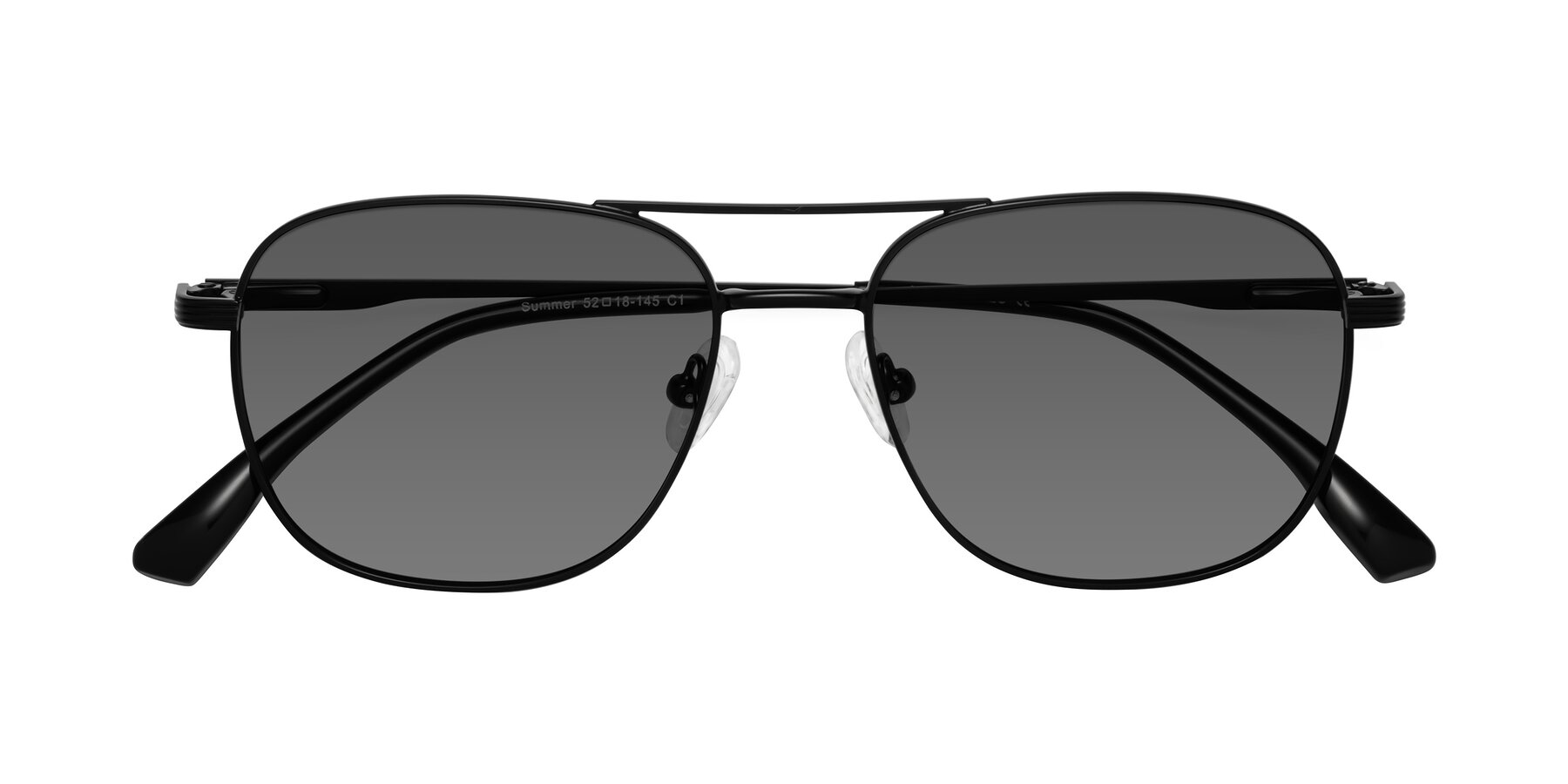 Folded Front of Summer in Black with Medium Gray Tinted Lenses