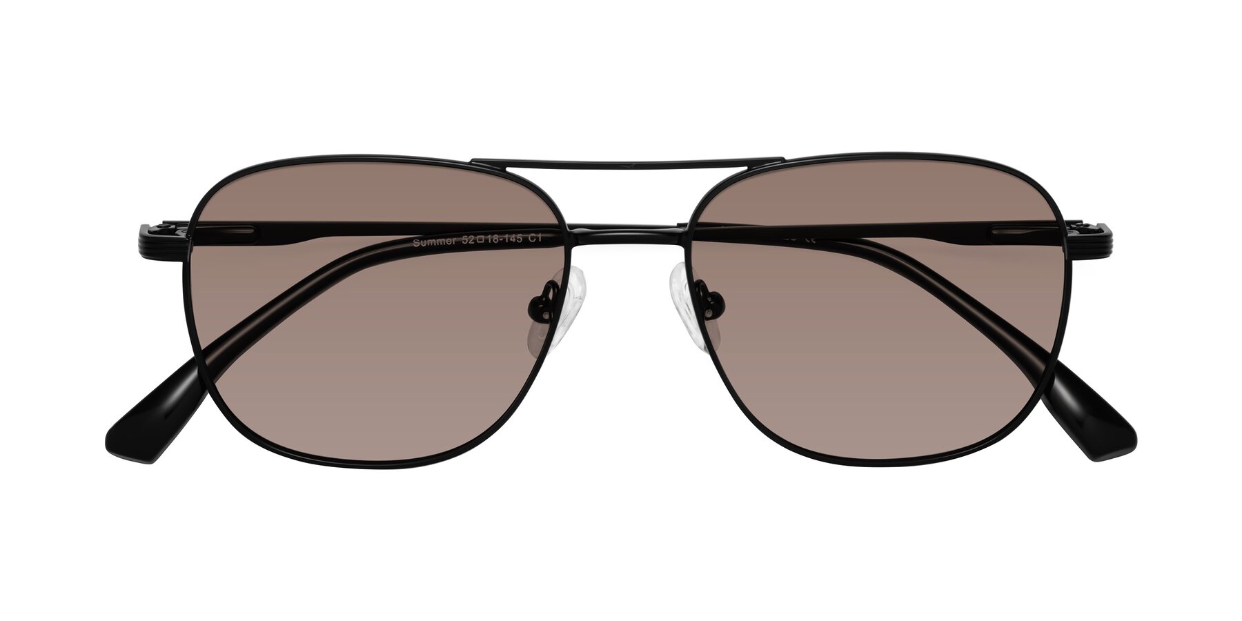 Folded Front of Summer in Black with Medium Brown Tinted Lenses