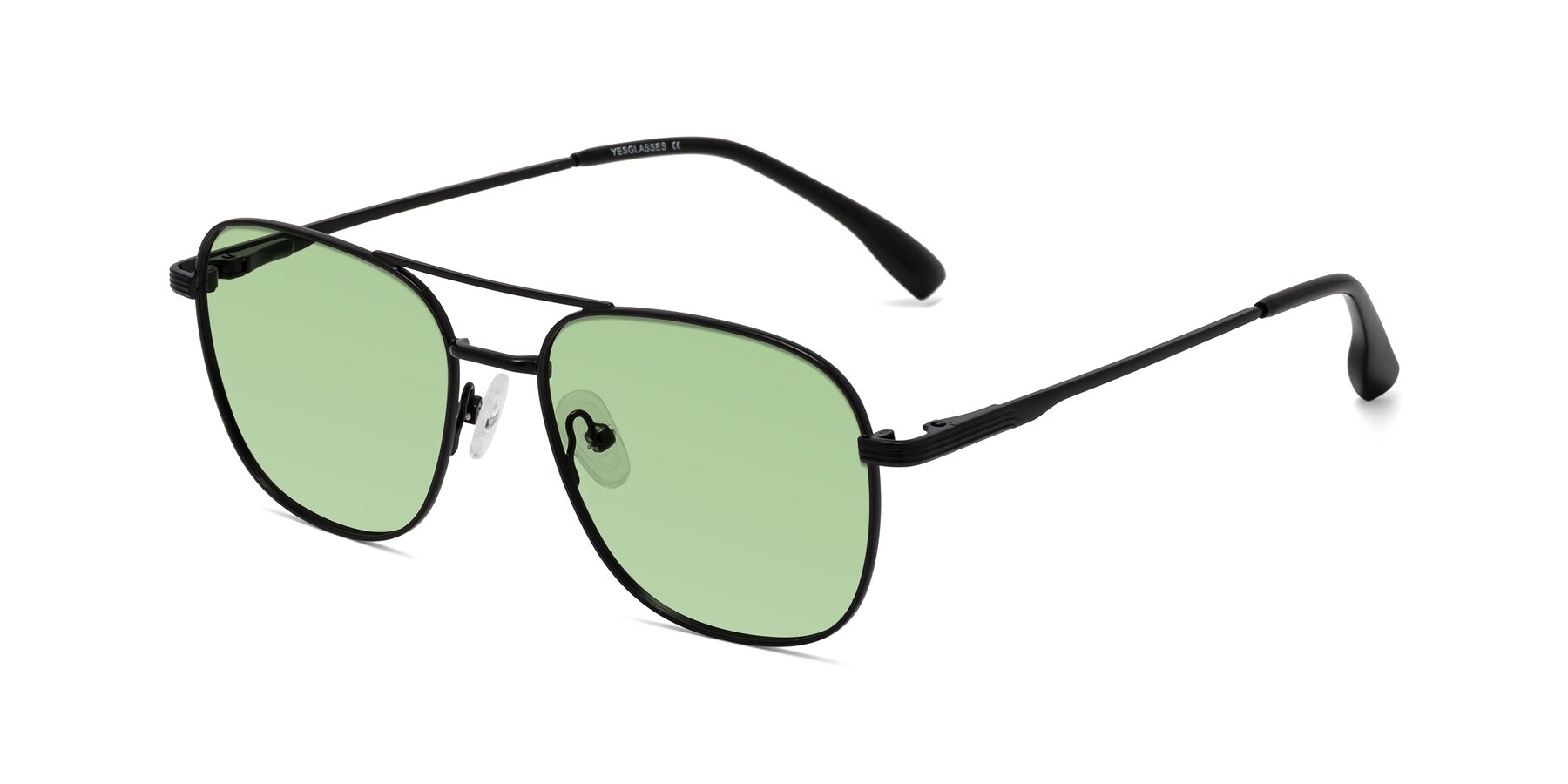 Angle of Summer in Black with Medium Green Tinted Lenses