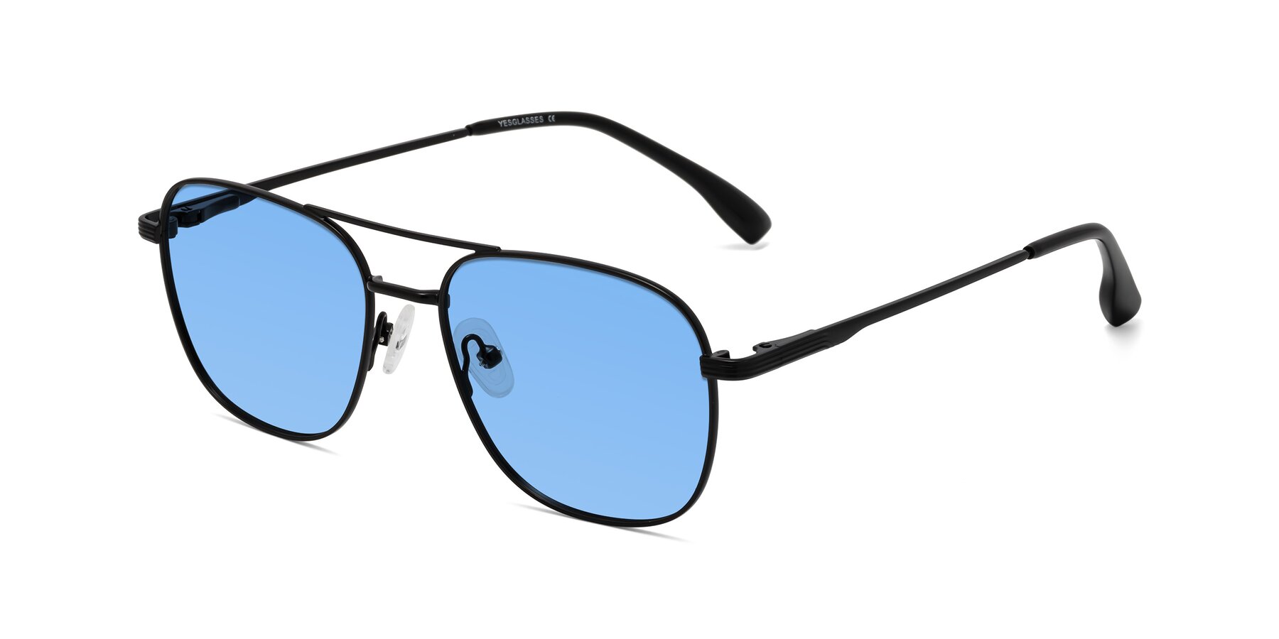 Angle of Summer in Black with Medium Blue Tinted Lenses