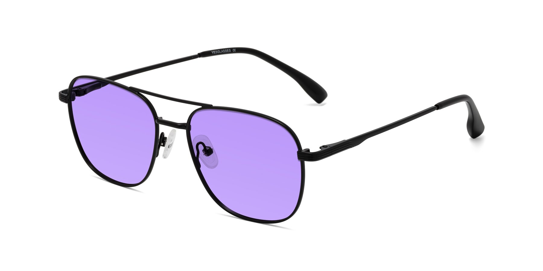 Angle of Summer in Black with Medium Purple Tinted Lenses