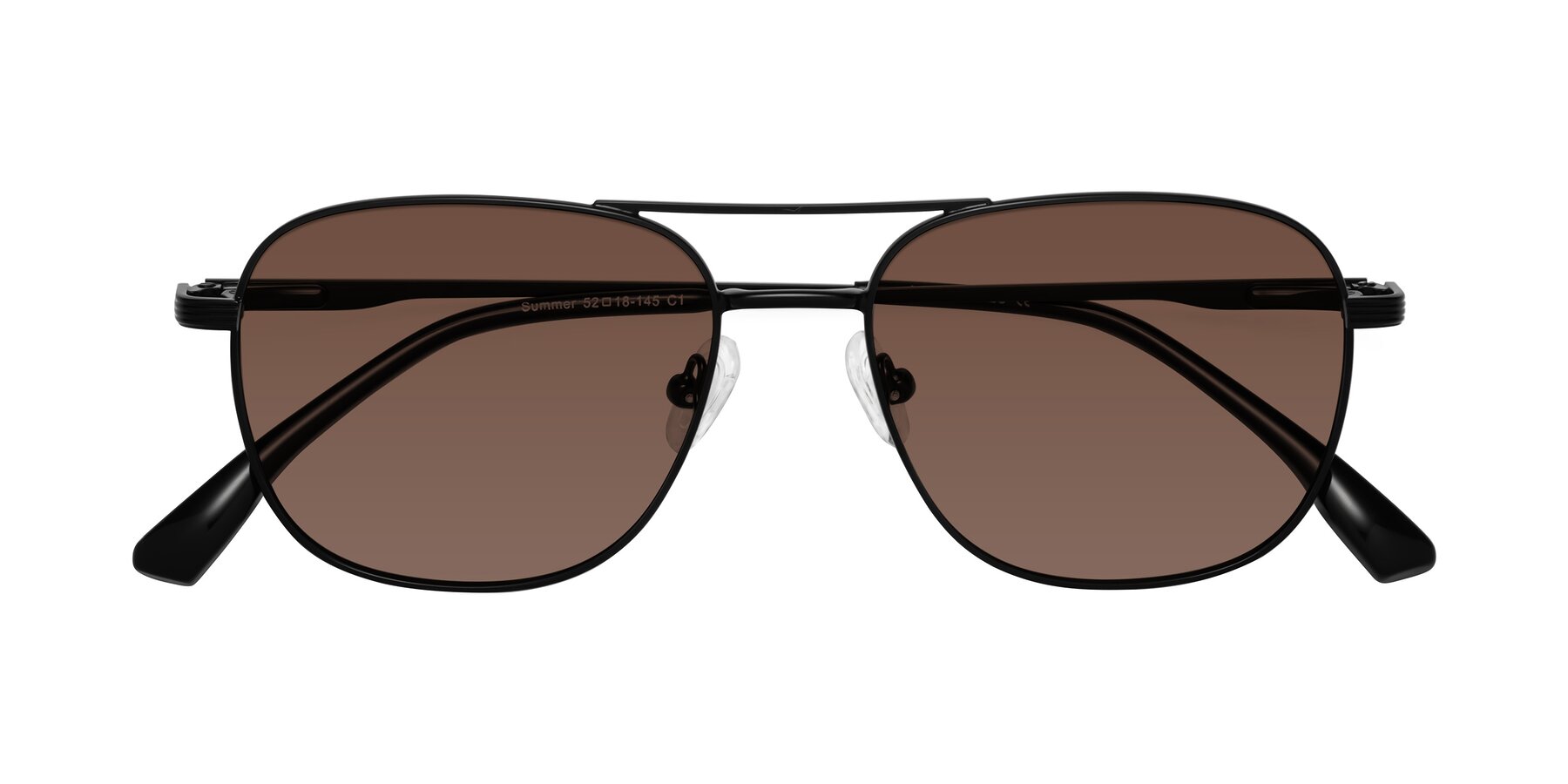 Folded Front of Summer in Black with Brown Tinted Lenses