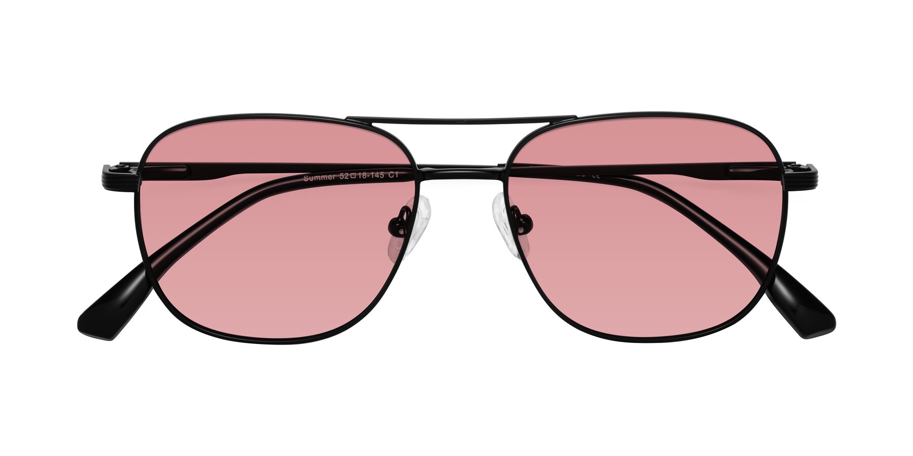 Folded Front of Summer in Black with Medium Garnet Tinted Lenses