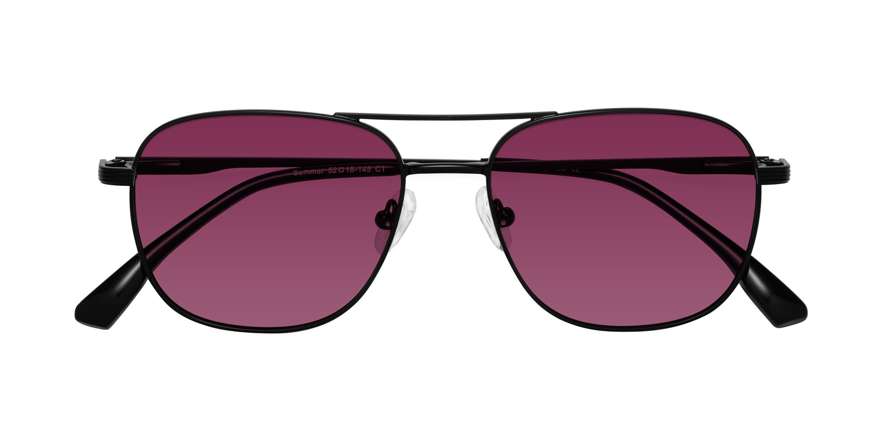 Folded Front of Summer in Black with Wine Tinted Lenses