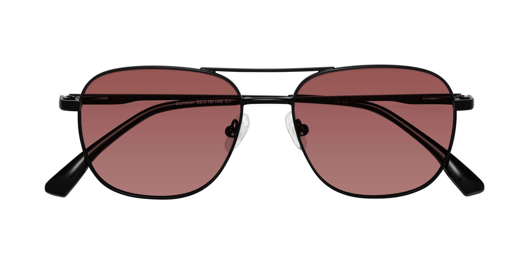 Folded Front of Summer in Black with Garnet Tinted Lenses