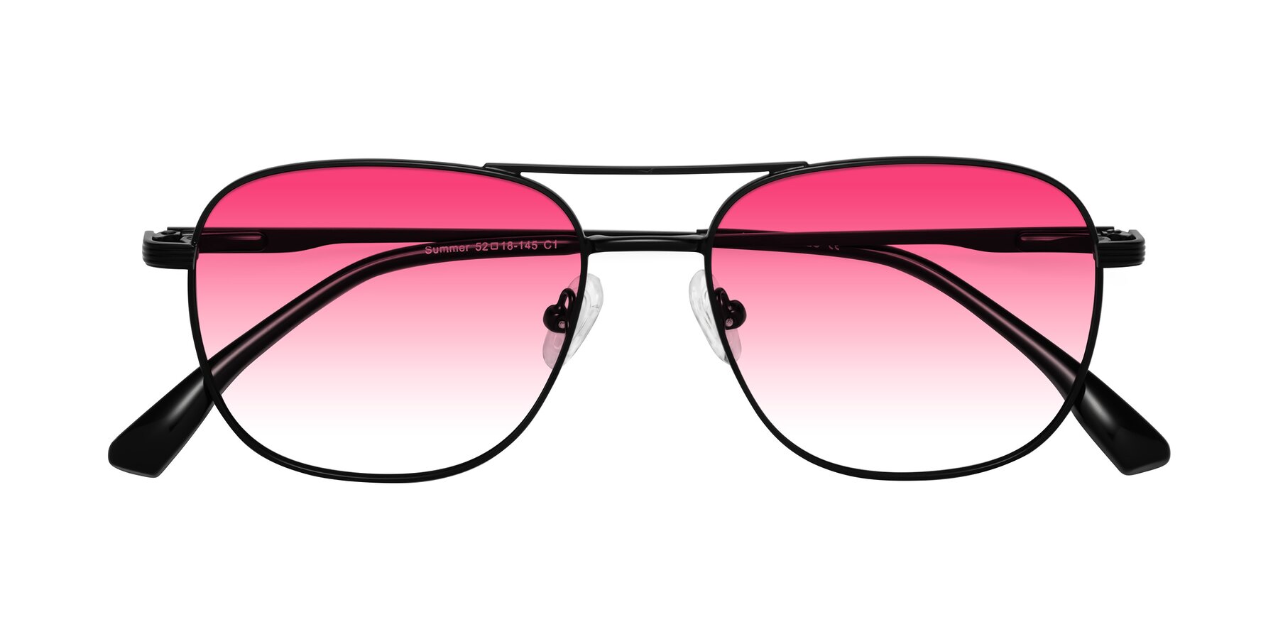 Folded Front of Summer in Black with Pink Gradient Lenses