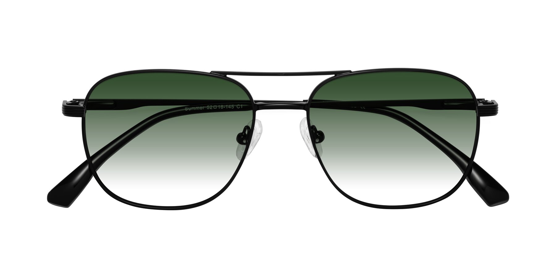 Folded Front of Summer in Black with Green Gradient Lenses