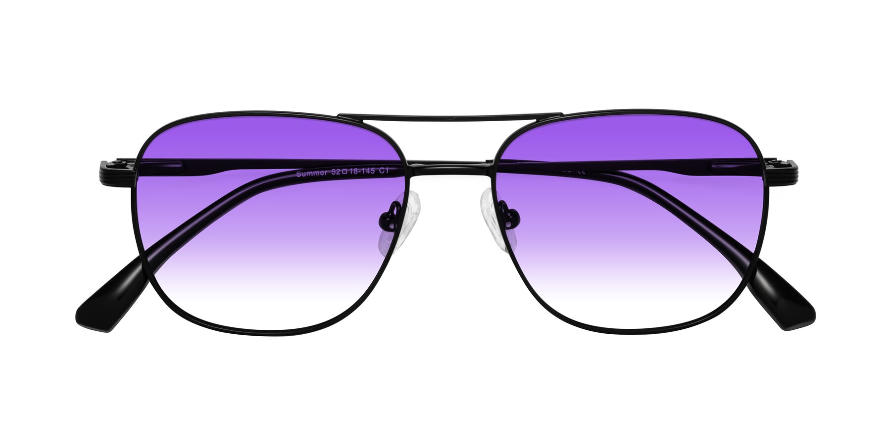 Folded Front of Summer in Black with Purple Gradient Lenses