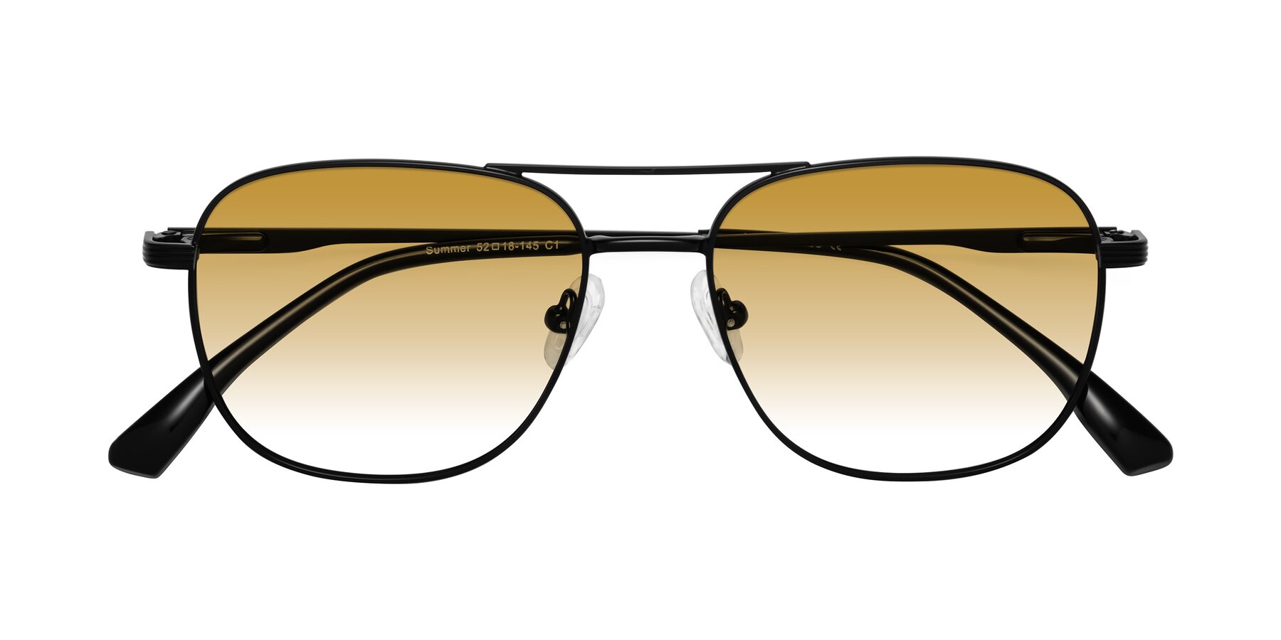 Folded Front of Summer in Black with Champagne Gradient Lenses