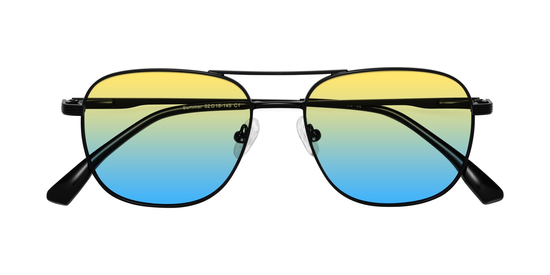 Folded Front of Summer in Black with Yellow / Blue Gradient Lenses