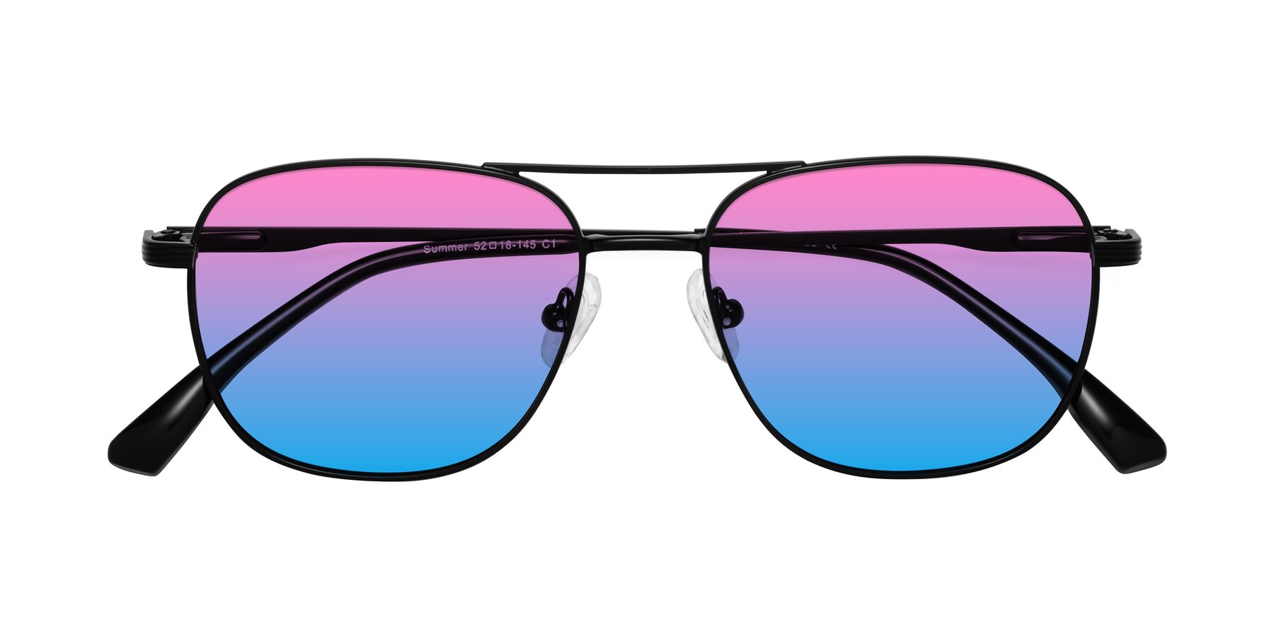 Folded Front of Summer in Black with Pink / Blue Gradient Lenses