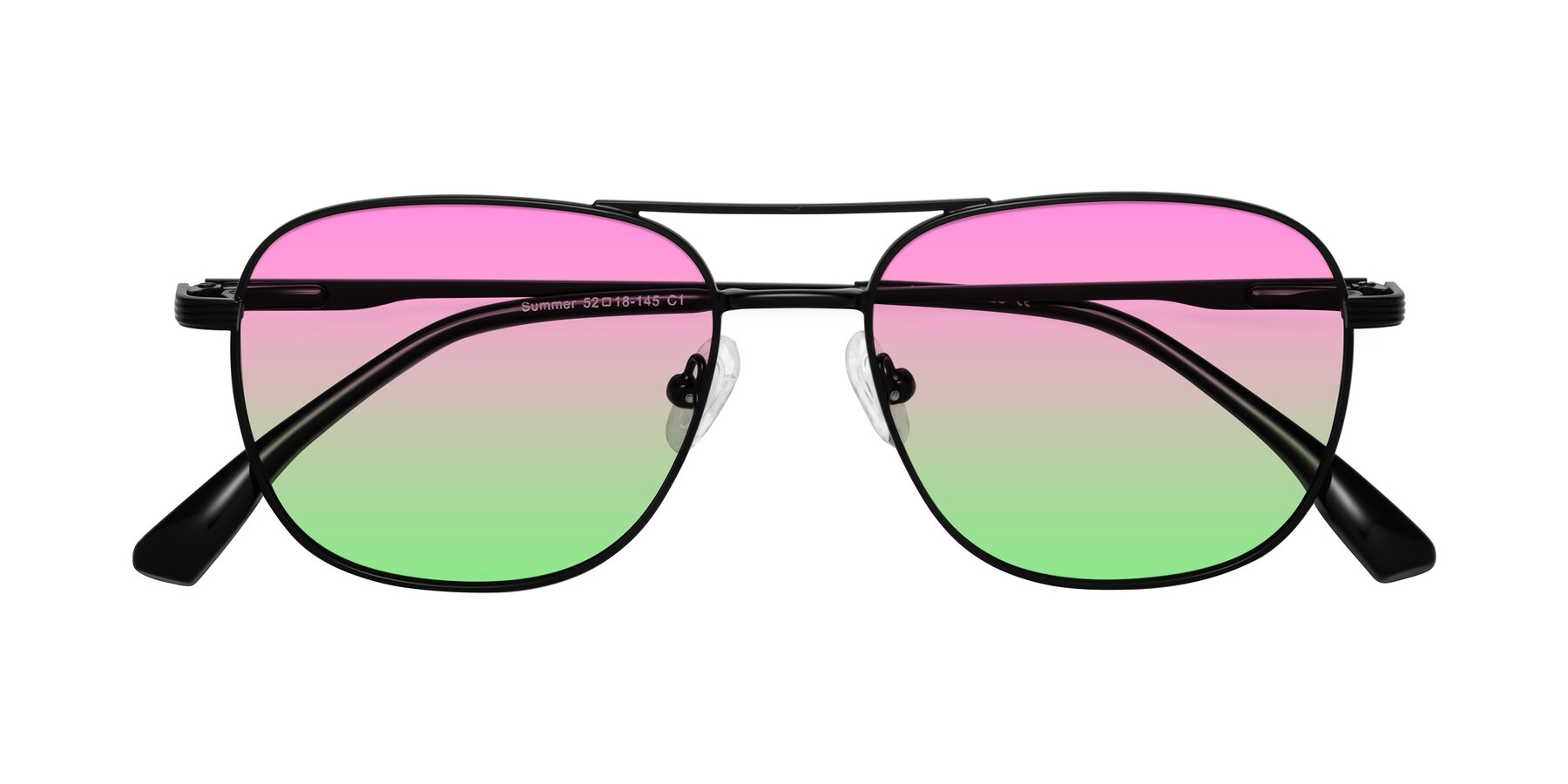 Folded Front of Summer in Black with Pink / Green Gradient Lenses