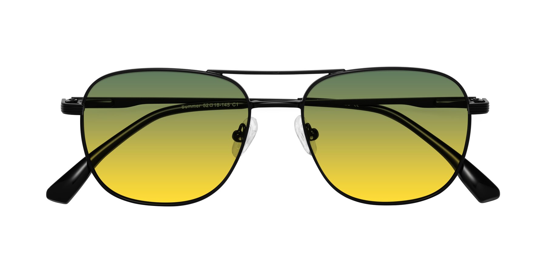 Folded Front of Summer in Black with Green / Yellow Gradient Lenses