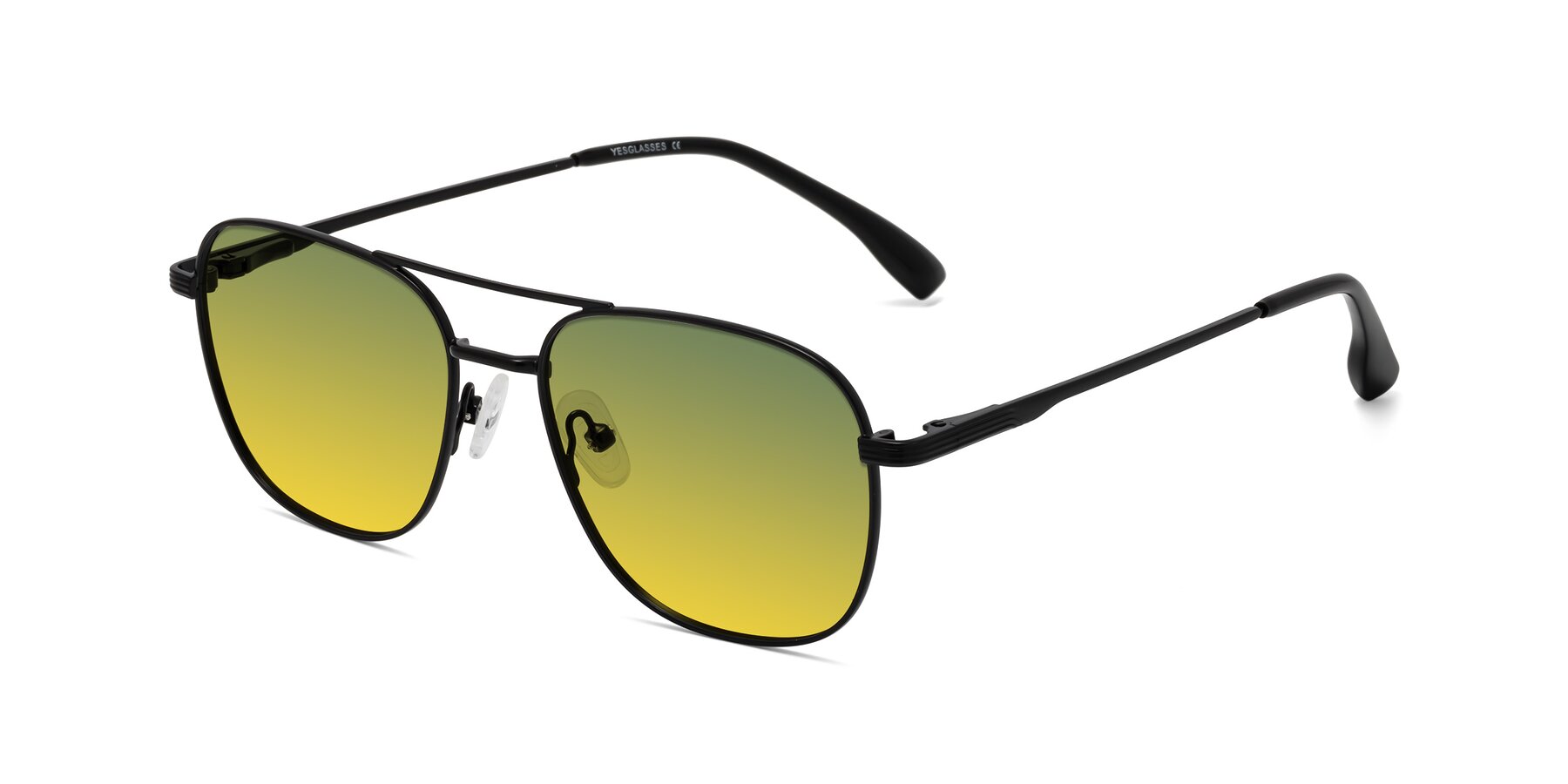 Angle of Summer in Black with Green / Yellow Gradient Lenses