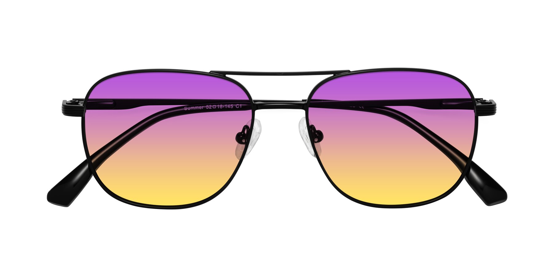 Folded Front of Summer in Black with Purple / Yellow Gradient Lenses