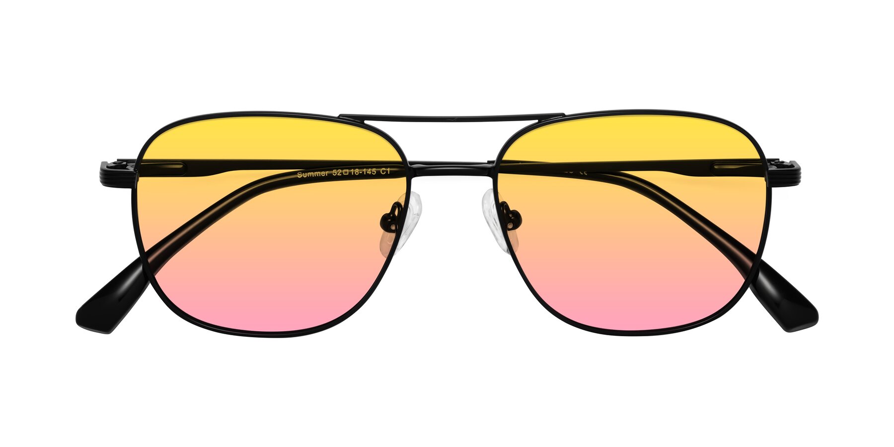 Folded Front of Summer in Black with Yellow / Pink Gradient Lenses