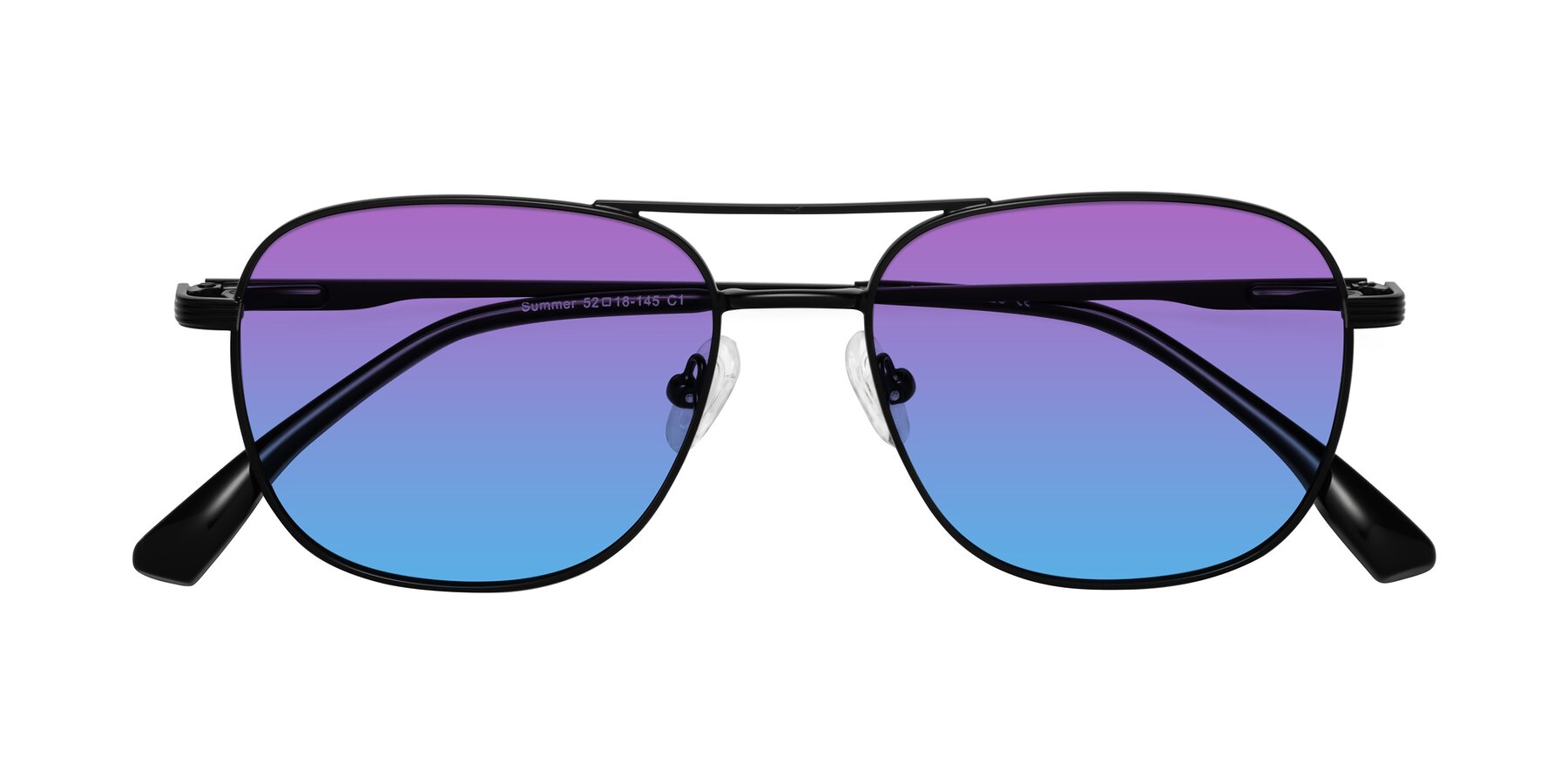 Folded Front of Summer in Black with Purple / Blue Gradient Lenses