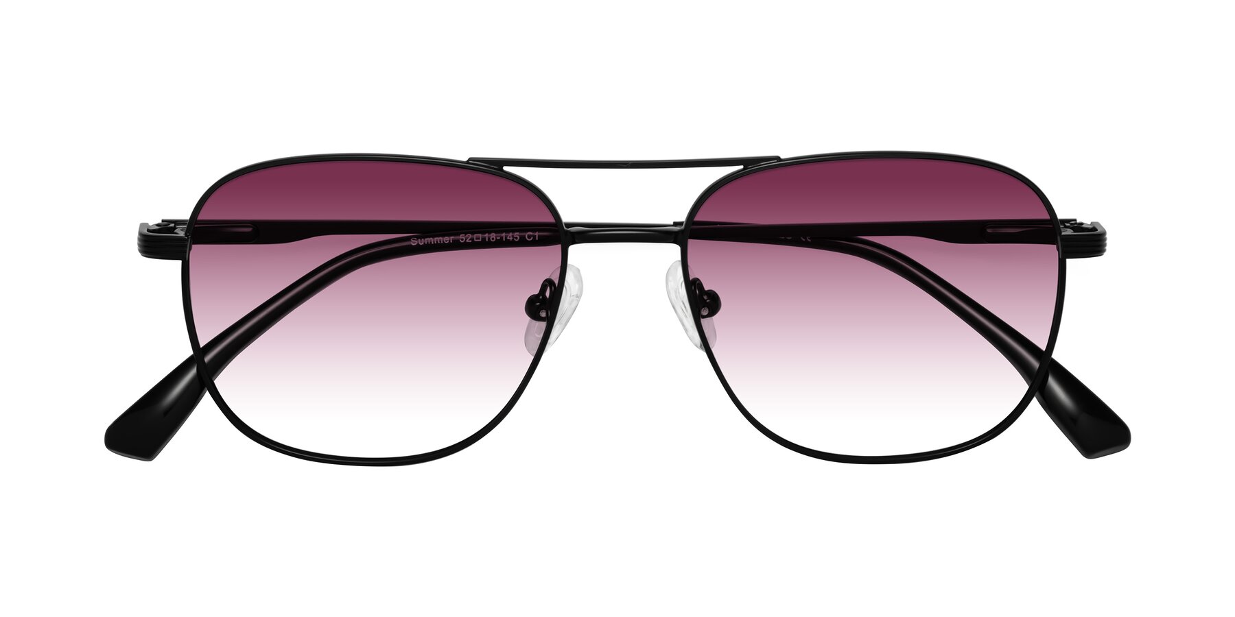 Folded Front of Summer in Black with Wine Gradient Lenses