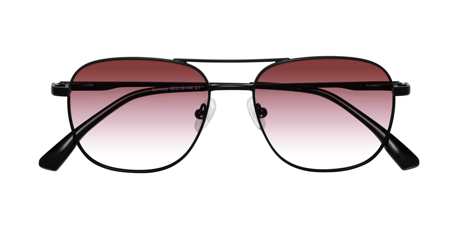 Folded Front of Summer in Black with Garnet Gradient Lenses