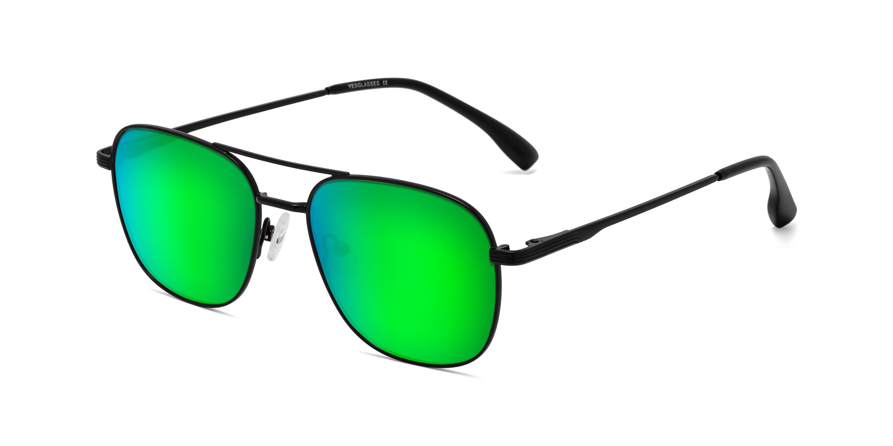 Angle of Summer in Black with Green Mirrored Lenses